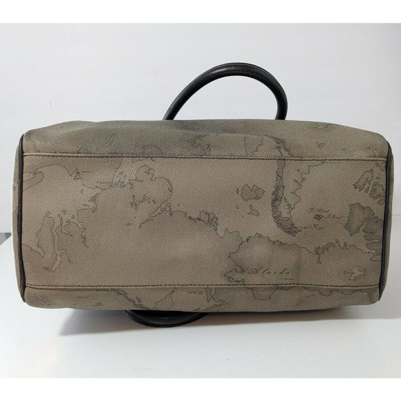 Alviero Martini 1st Classe Italy Map Print Satchel Bag Purse Boston Gray Tortora - Picture 5 of 12